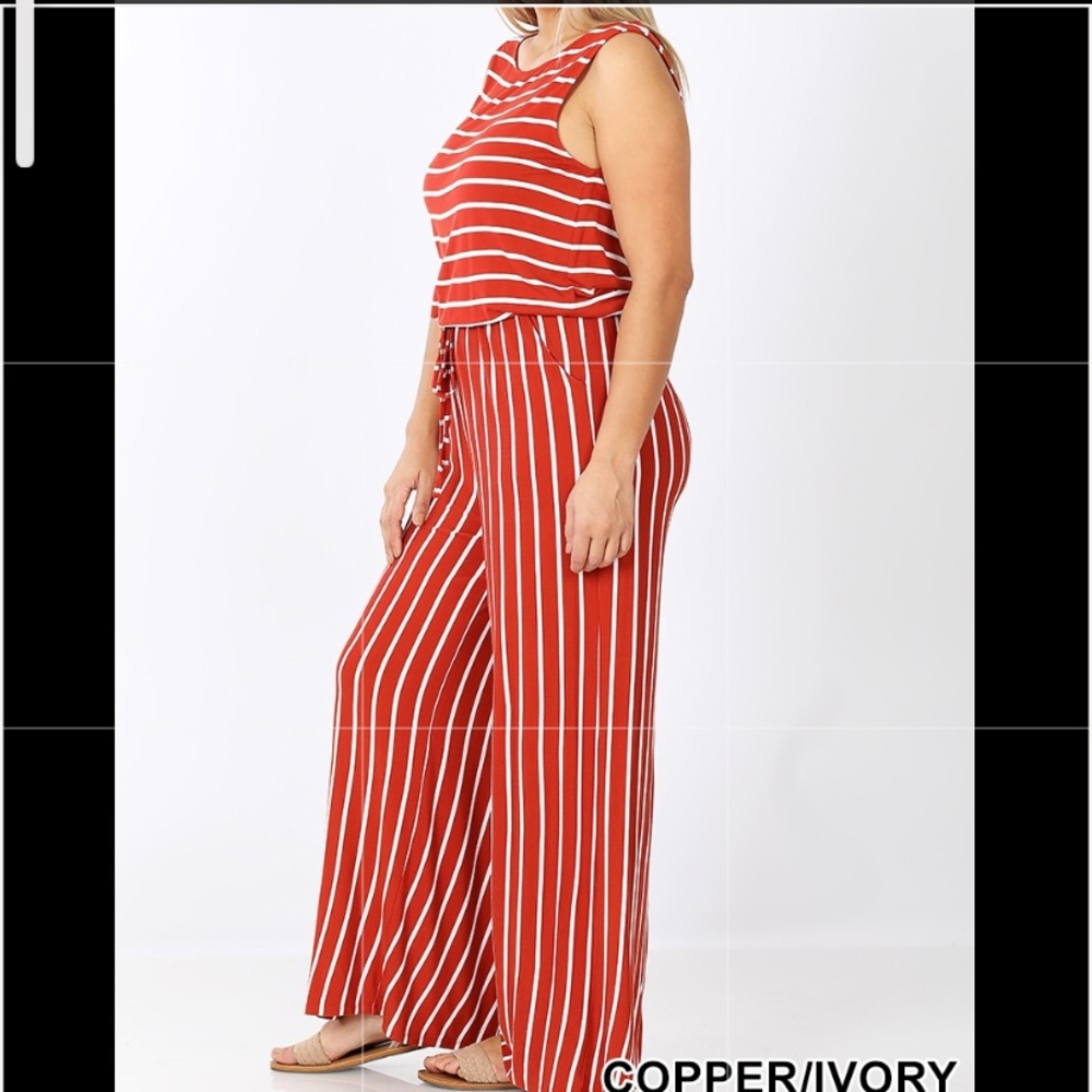 Stripe Coral jumpsuit